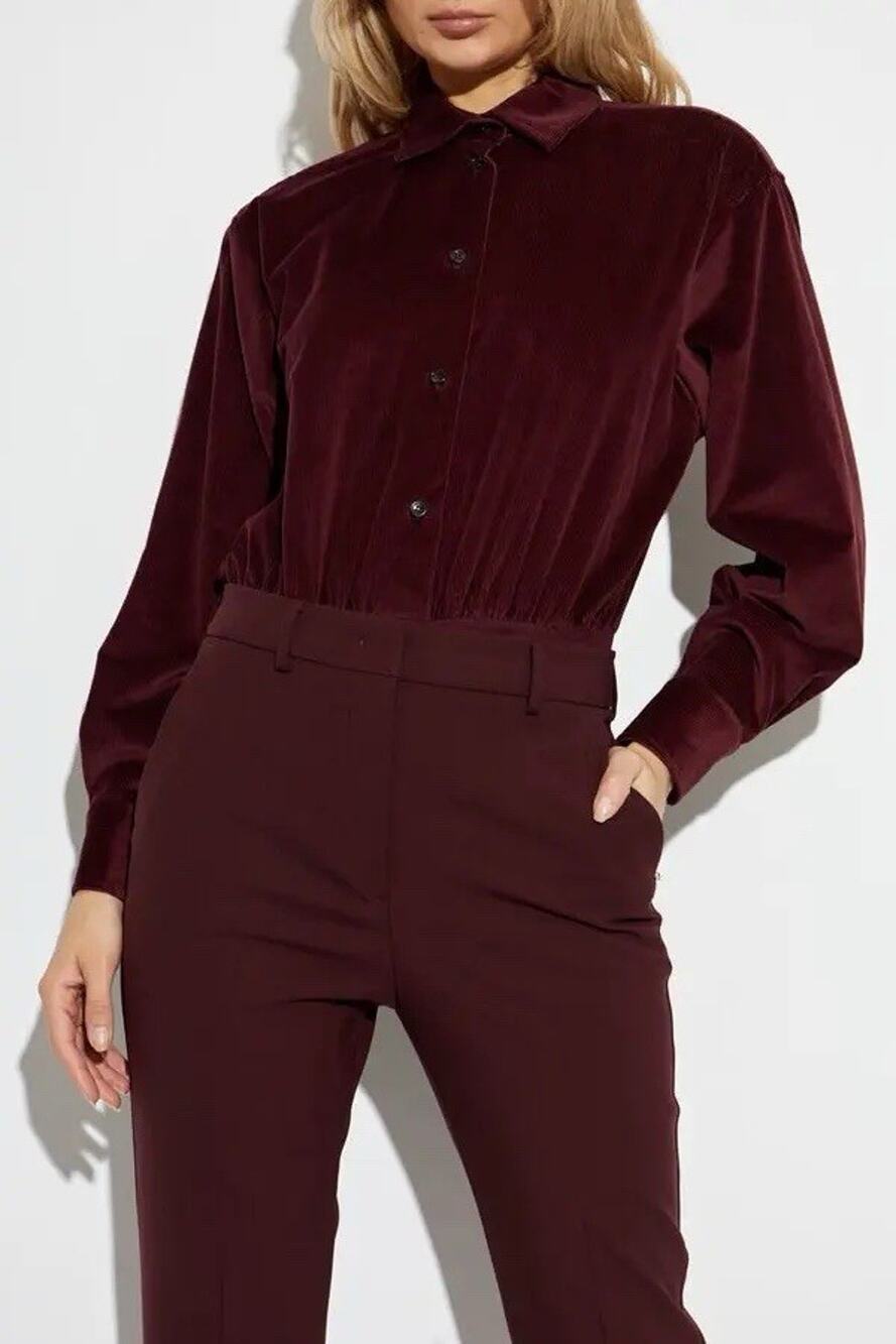 NWT Ralph Lauren Burgandy Velvet Button Down Bodysuit M